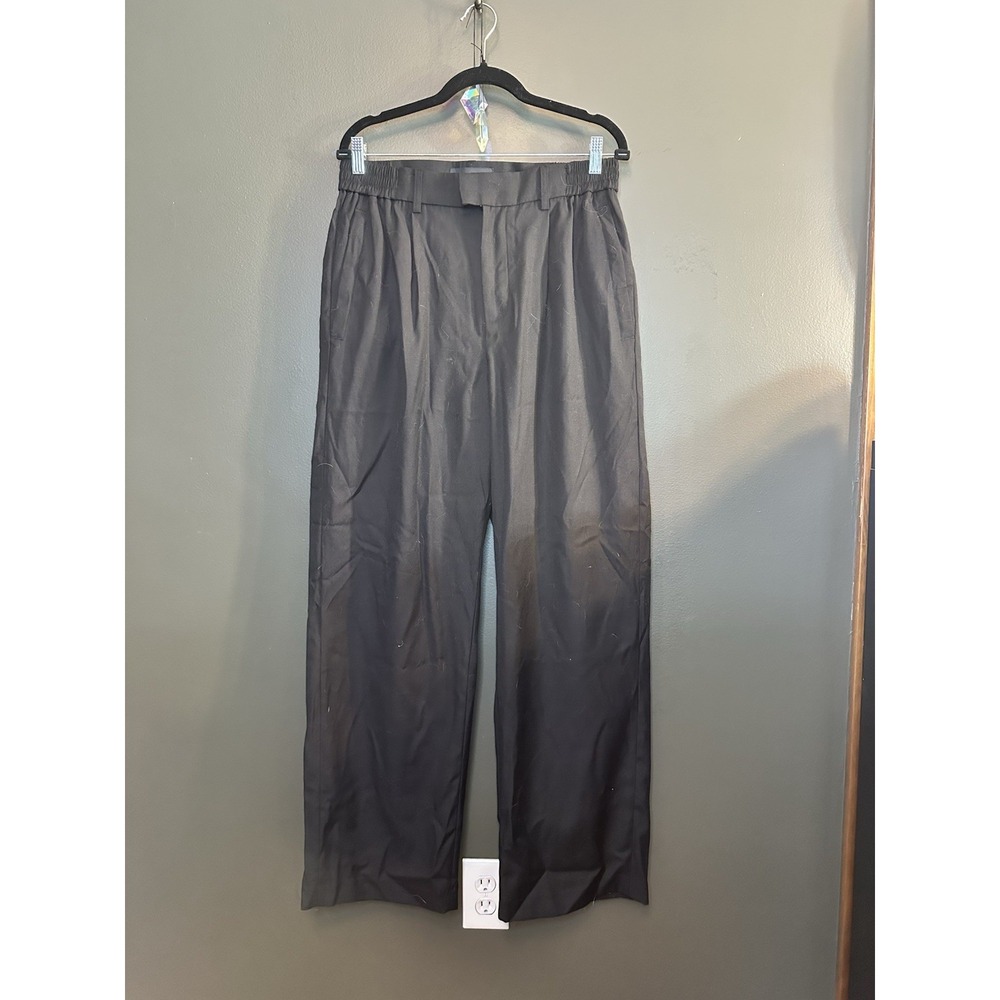 Represent Dress Pants Womens L Large Black Pleated Front Straight Wool Trouser